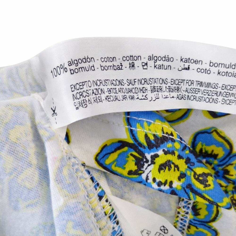 Zara White Floral Tee with Blue & Green Blooms - Picture 4 of 5
